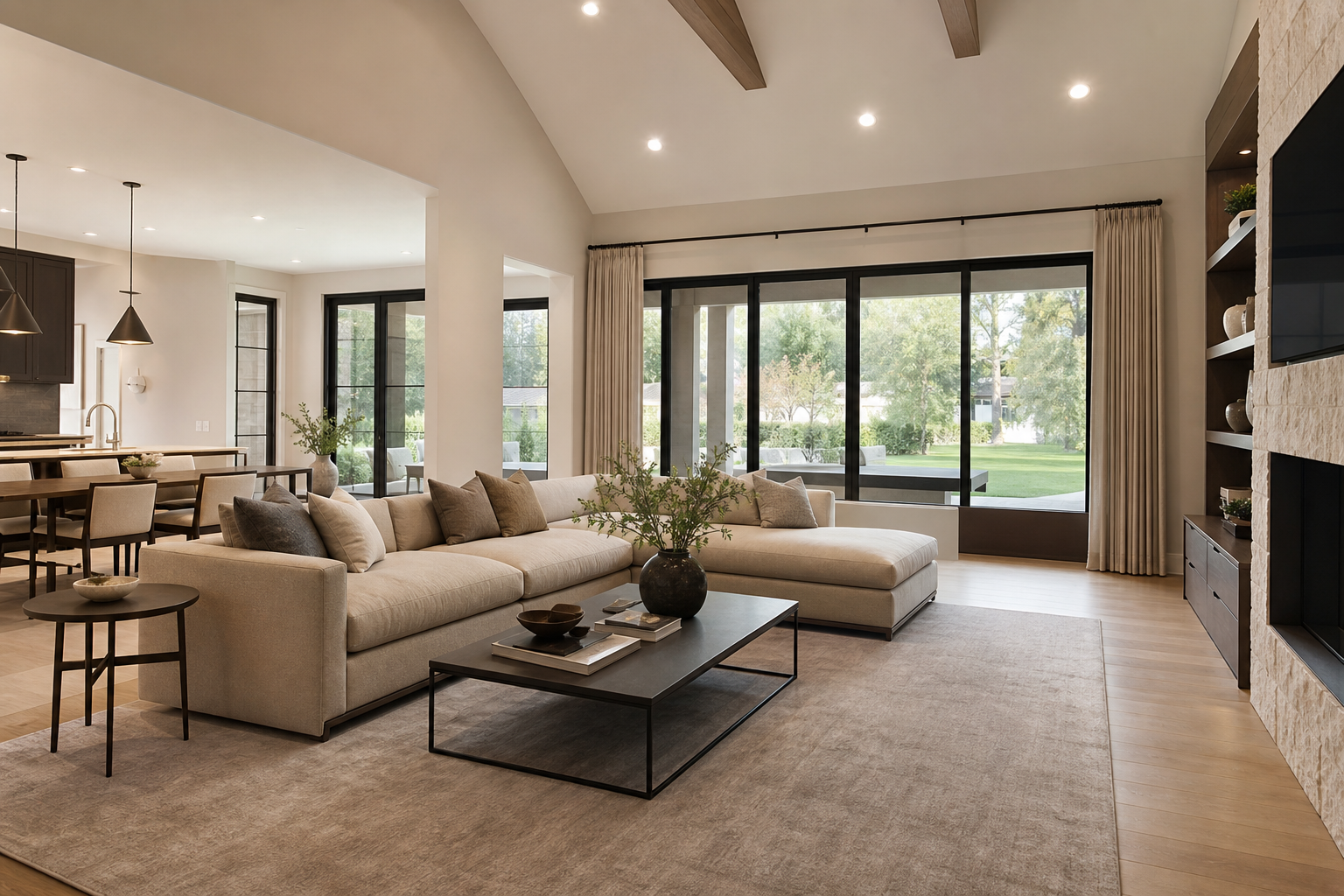 Luxury home living room with natural daylight