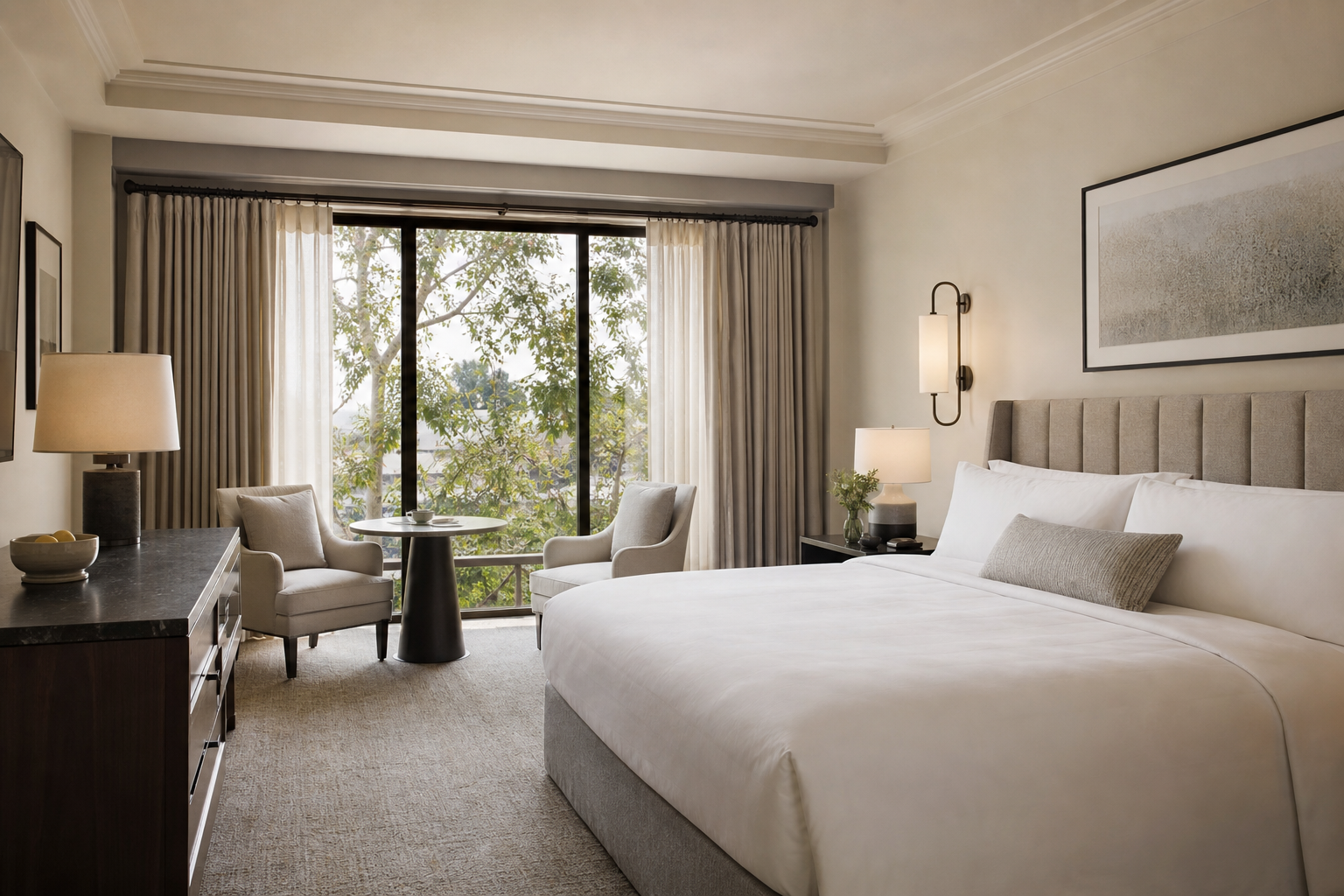 Boutique hotel suite with refined interior