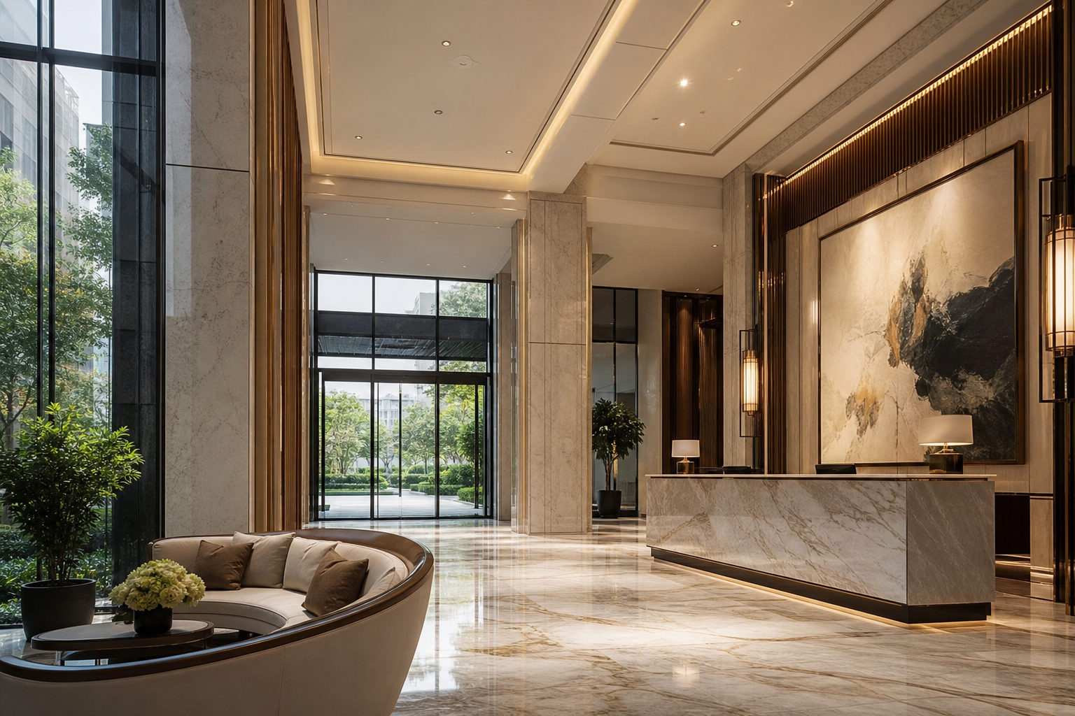 Luxury residential project lobby and entrance