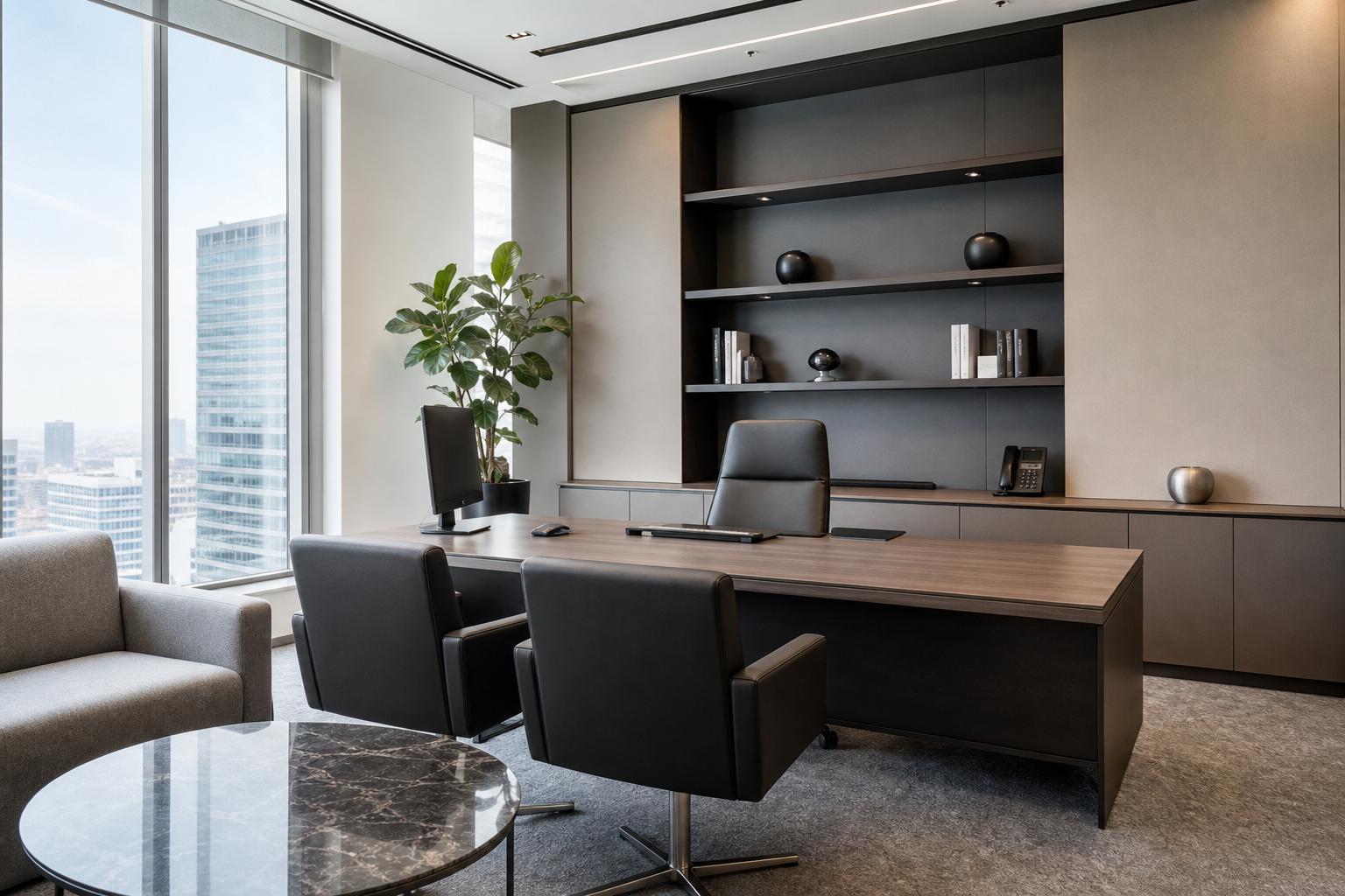 Modern executive office with natural daylight