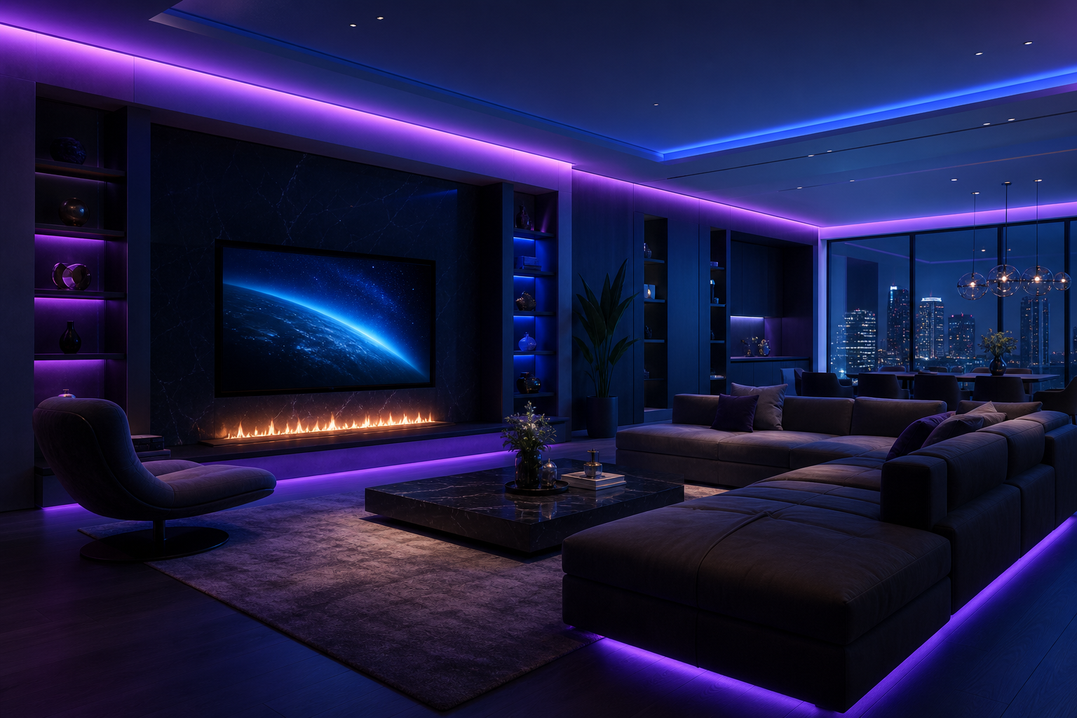 VAJRA smart lighting in luxury living room