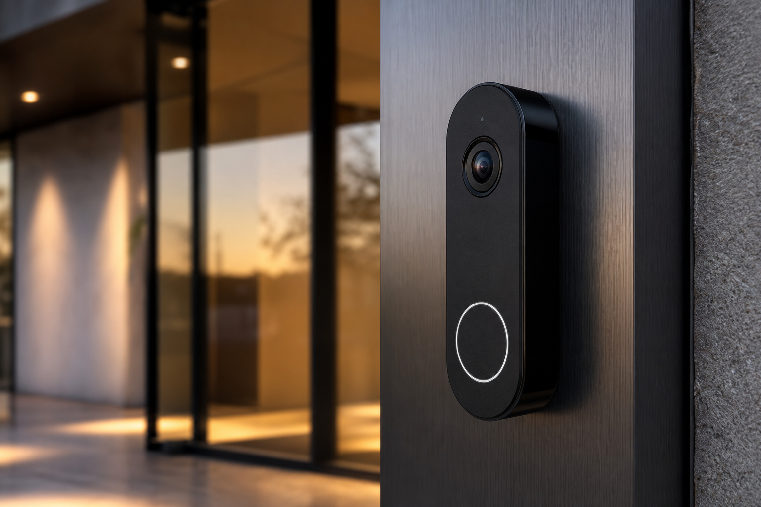 VAJRA video doorbell on modern entry door
