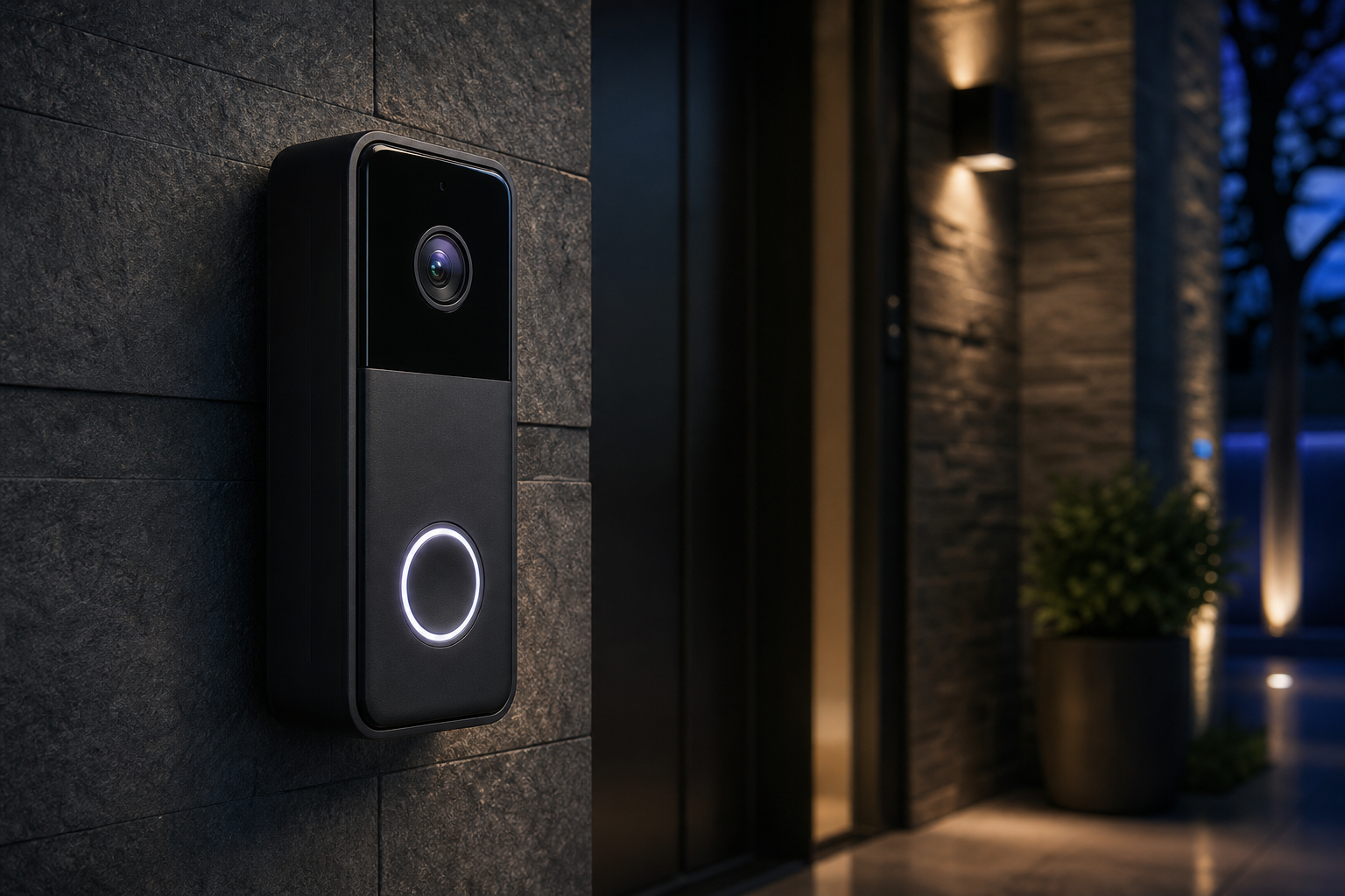 VAJRA video doorbell HDR camera on luxury entryway