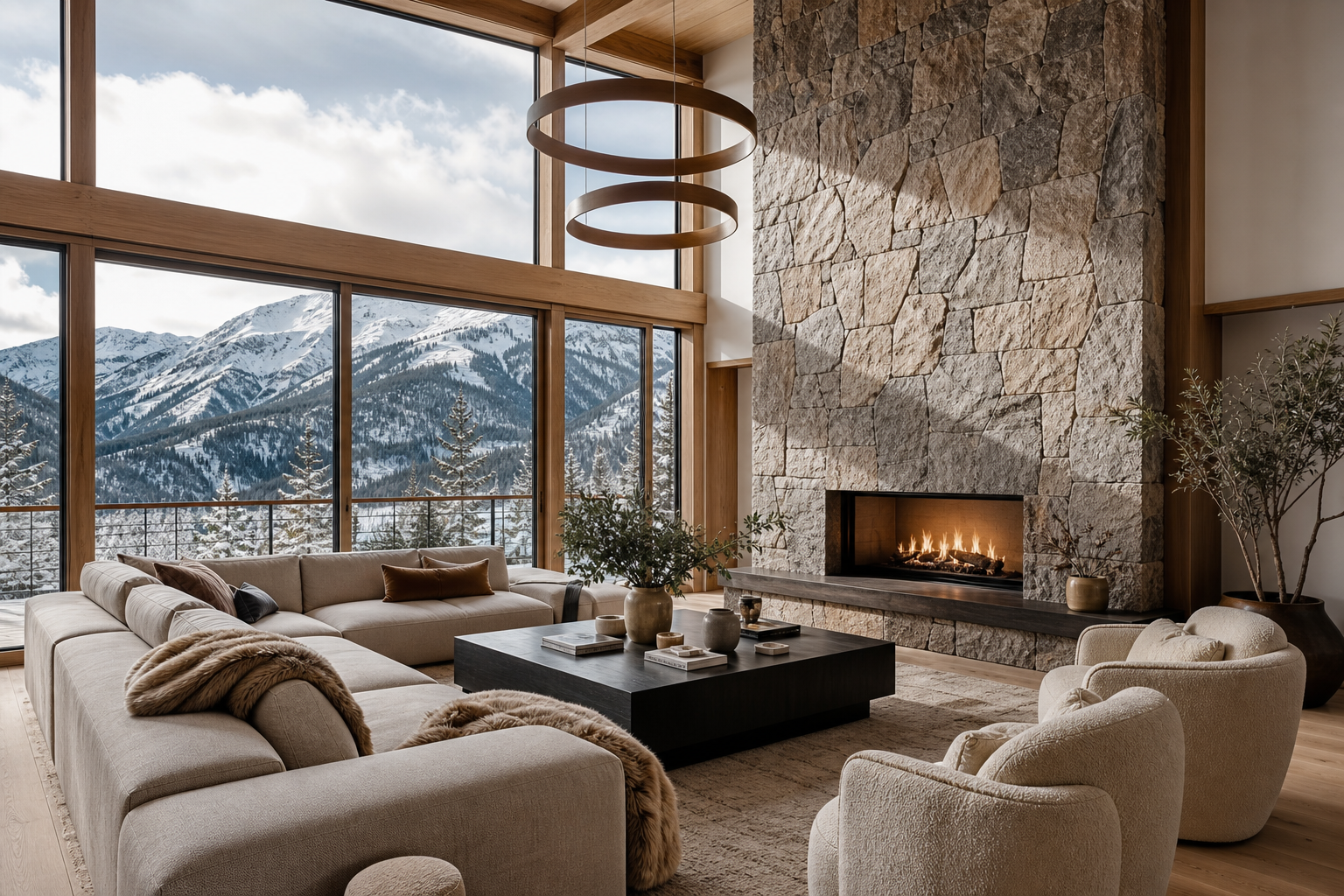 Alpine Retreat — mountain villa living room